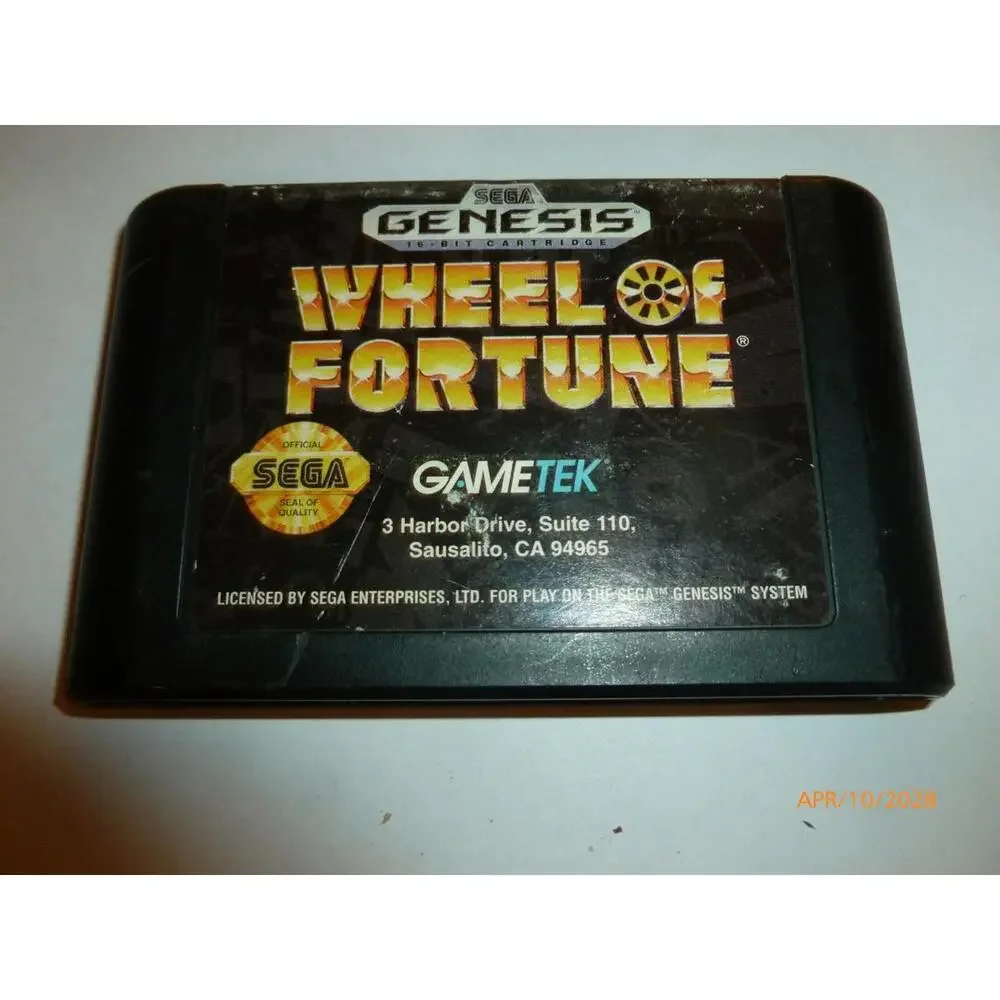 Wheel‎ of Fortune Sega Genesis 16-Bit Video Game Cartridge GameTek 1992 Vintage